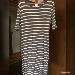 Lularoe Brown and Cream Striped Julia